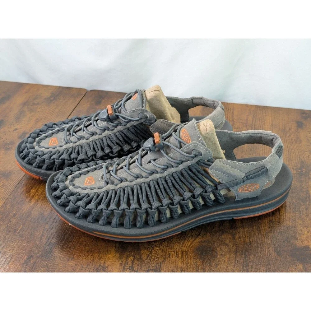 KEEN Uneek Mens Gray Two Cord Waterproof Sport Sandals  Size 11.5